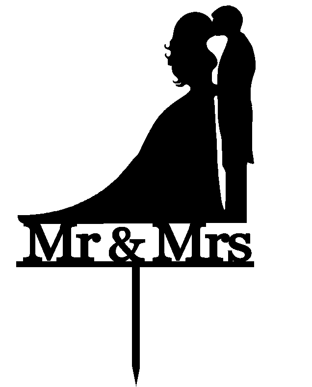 Mr & Mrs Silhouette Cake Topper