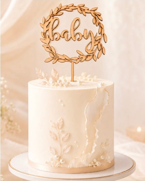 Full Baby Wreath Cake Topper — personalised cake topper handmade in Melbourne by Artistic Signage