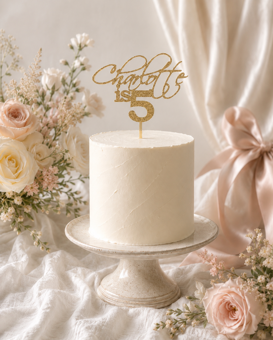 Charlotte Is 5 Cake Topper — personalised cake topper handmade in Melbourne by Artistic Signage