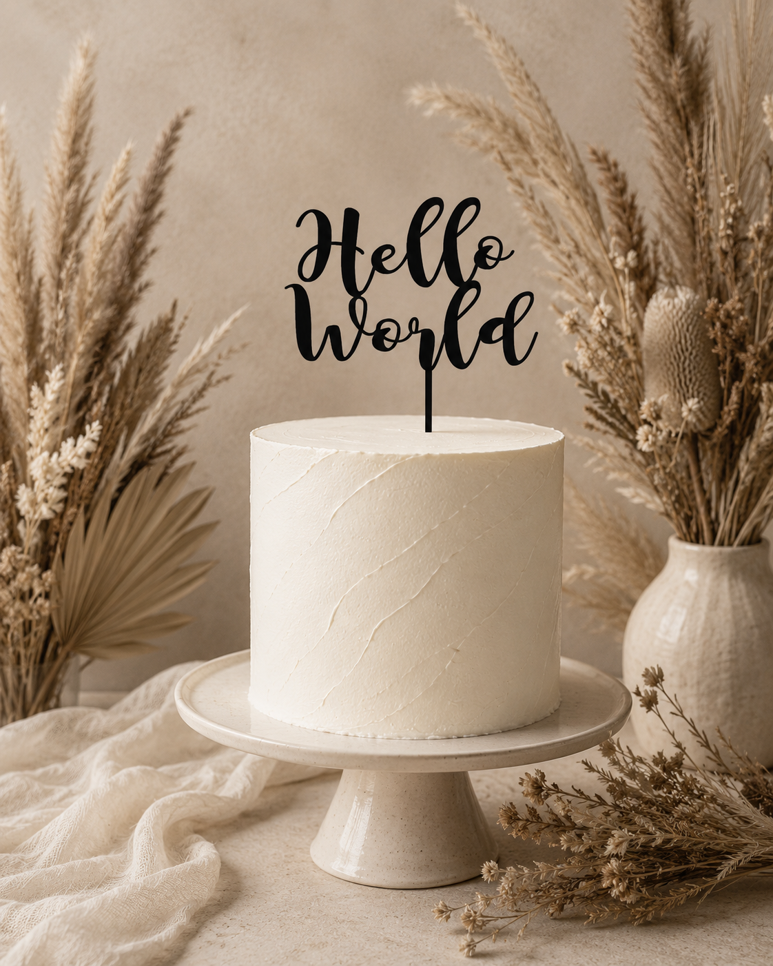 Hello World Cake Topper — personalised cake topper handmade in Melbourne by Artistic Signage