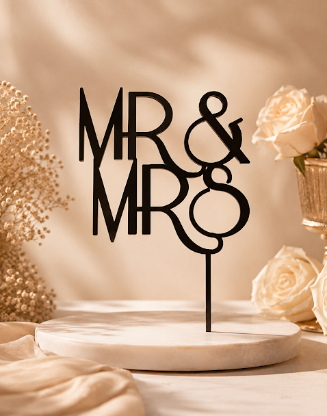 Mr&Mrs Cake Topper — personalised cake topper handmade in Melbourne by Artistic Signage