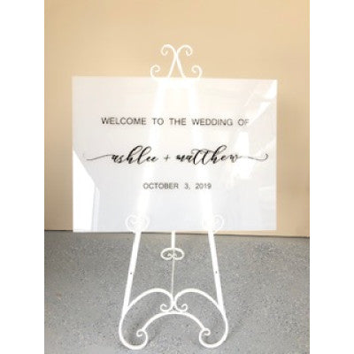 Hire frosted acrylic welcome board