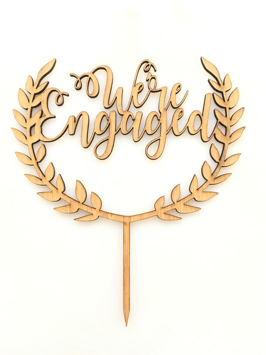 Half Wreath Were Engaged Cake Topper