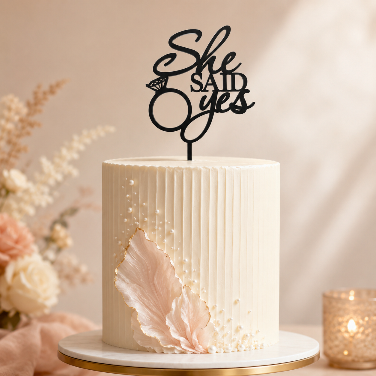 She Said Yes Cake Topper