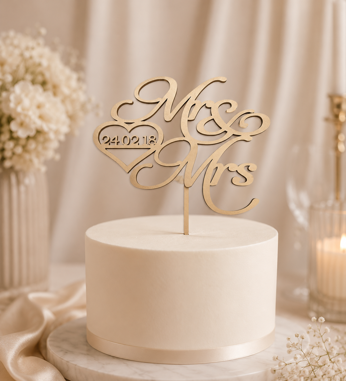 Mr&Mrs + Date Cake Topper — personalised cake topper handmade in Melbourne by Artistic Signage