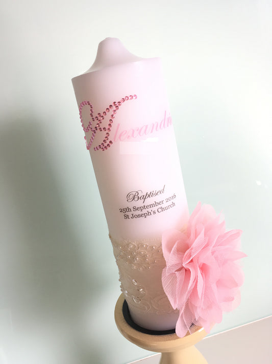 Beaded Lace & Flower Candle